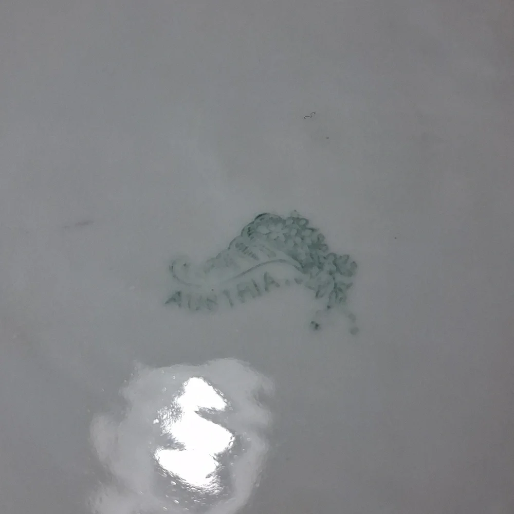 Antique MZ Austria Plate Porcelain Pink Roses Gilt Clovers Dish - Picture 9 of 12